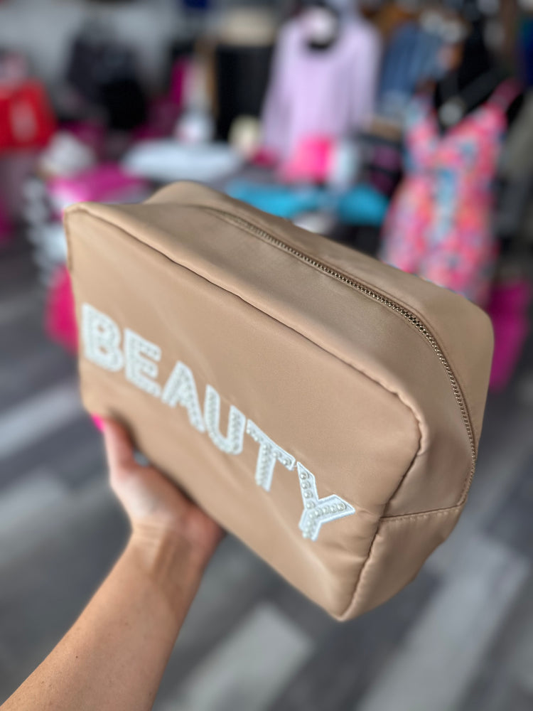 Tan Pearl “Beauty” Travel Bag