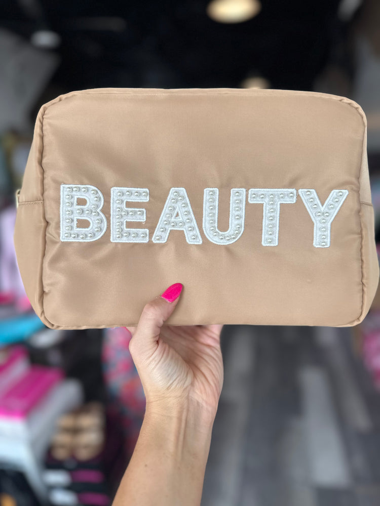 Tan Pearl “Beauty” Travel Bag