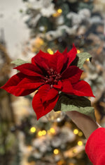 10” Red Poinsettia in Clear Vase