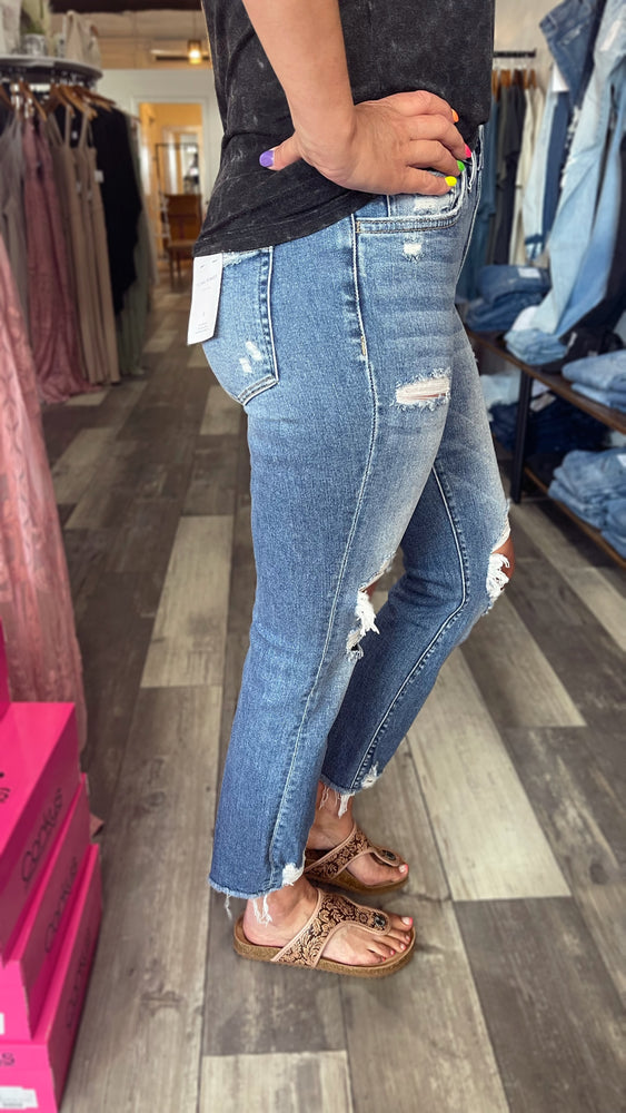 Medium Wash Distressed Knee/Ankle Jean by Flying Monkey