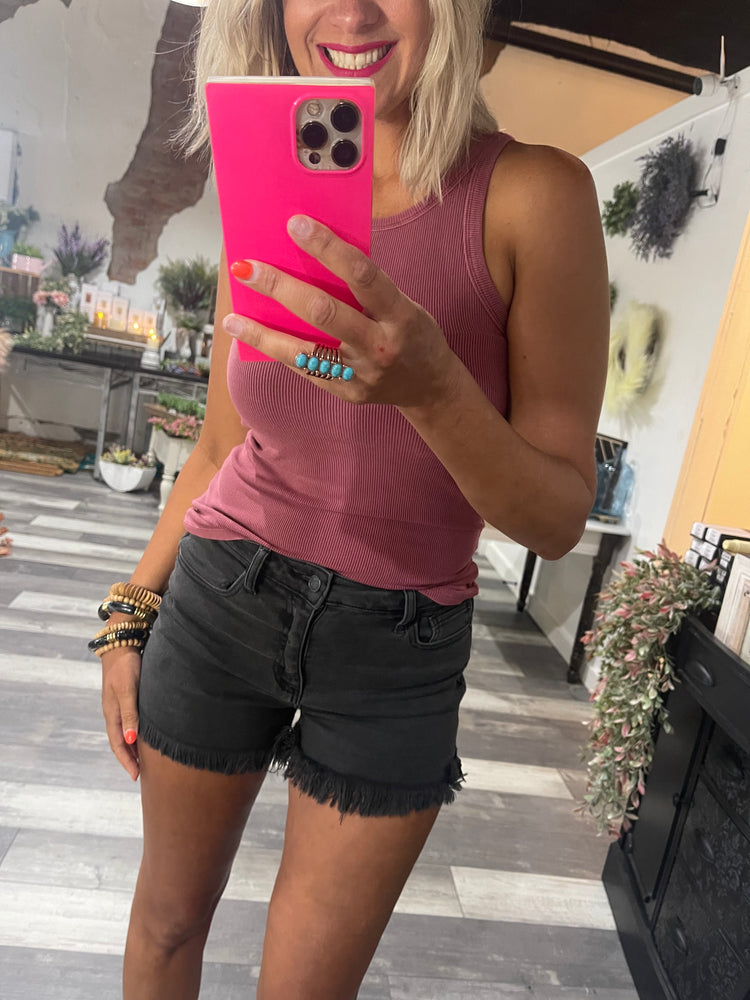 Halter Neck Ribbed Tank