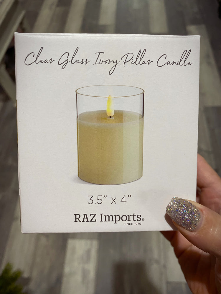 3.5” x 4” Clear Ivory Pillar Candle