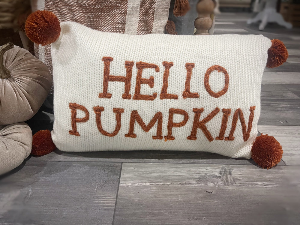 Hello Pumpkin Pom Pom Pillow