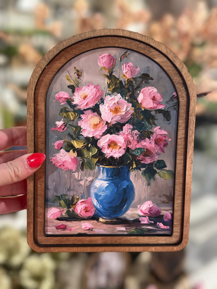 Arched Vintage Roses Framed Art