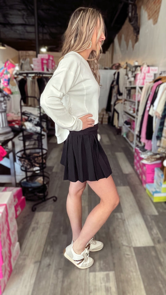Black Pleated Active Skirt