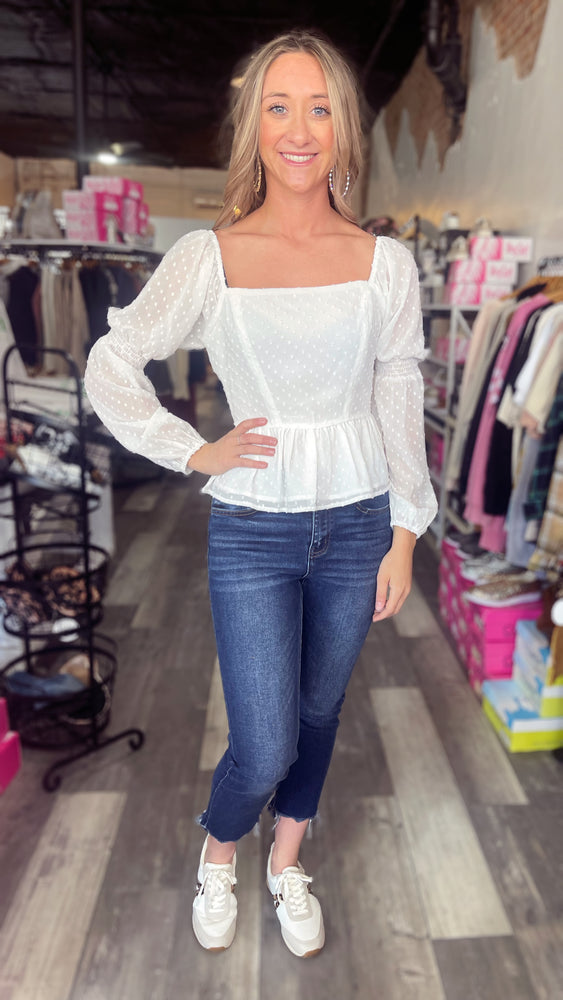 White Chiffon Smocked Top