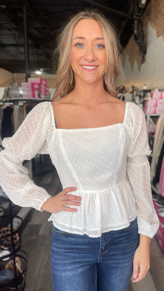 White Chiffon Smocked Top