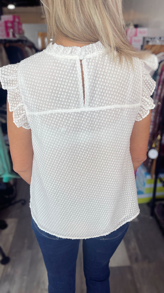 White Chiffon Ruffle Top