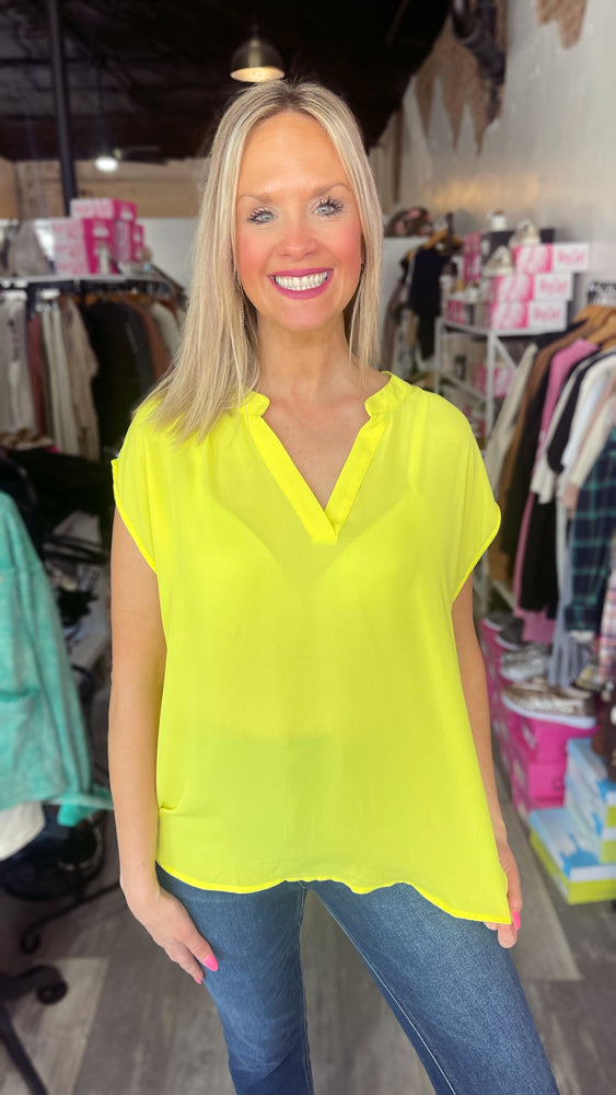 Neon yellow V-Neck Top