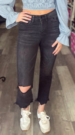 Black High Rise Cropped Jean by Flying Monkey