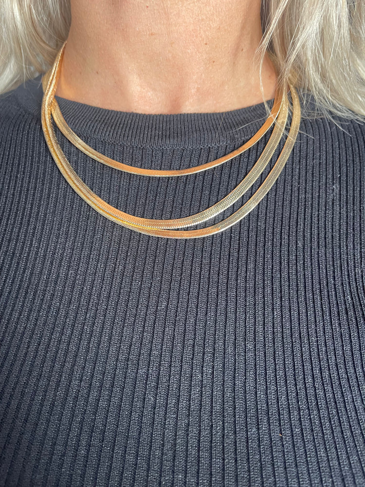 Triple Layered Gold Snake Chain Necklace