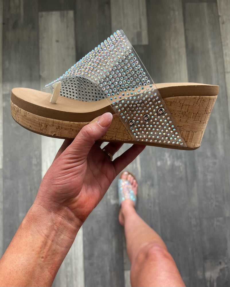 Clear Rhinestone Flirty Wedge by Corkys