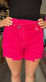 Fuchsia High Rise Cross Over Shorts