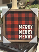 Red/Black Plaid MERRY MERRY MERRY Sign