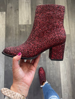 Burgundy Glitter Booties by Corkys