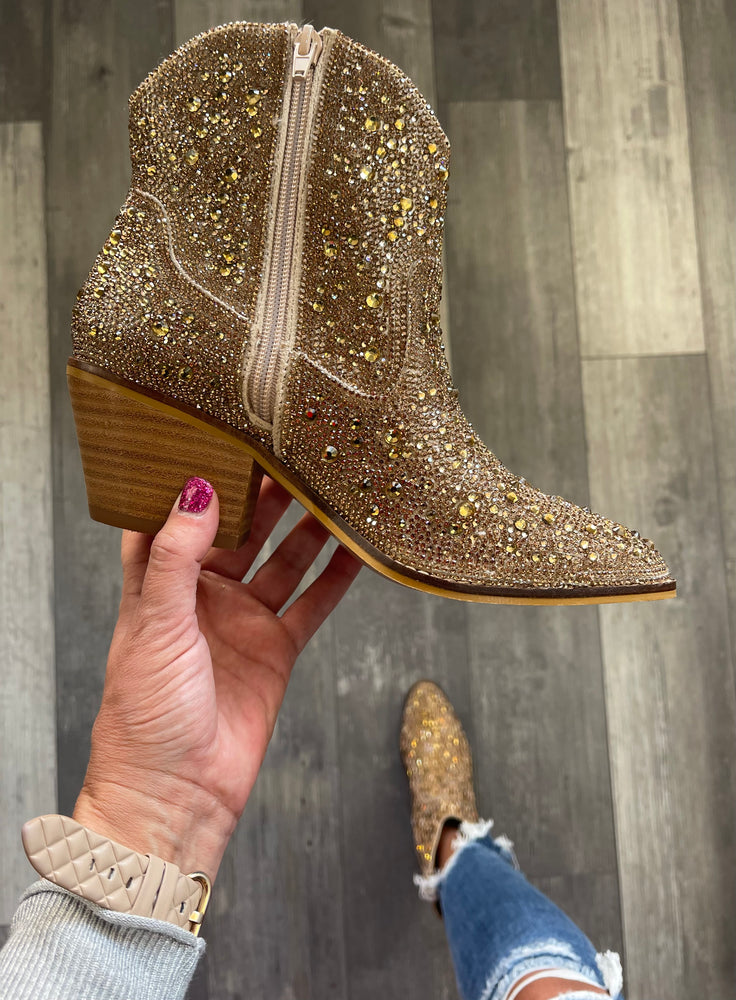 Gold Shine Bright Rhinestone Boots