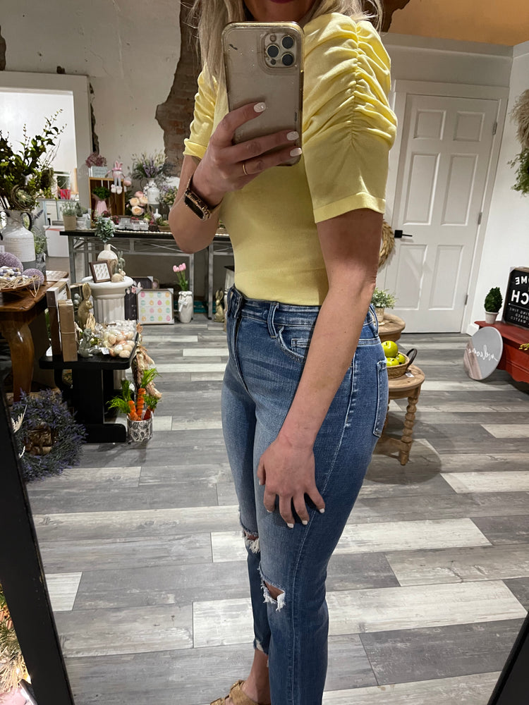 Yellow Puff Sleeve Bodysuit