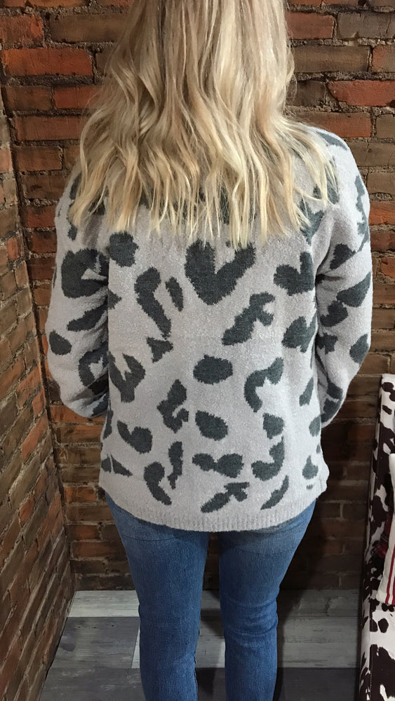 Grey Leopard Cozy Open Cardigan
