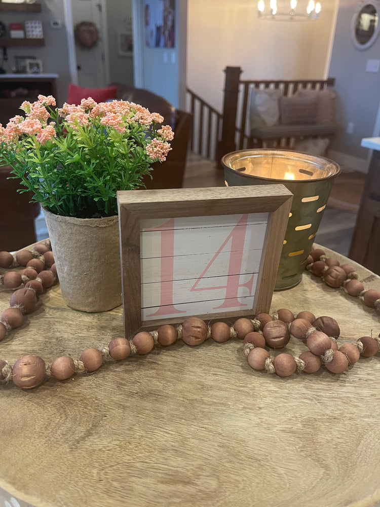 Whitewash Pink 14 4x4 Block Sign