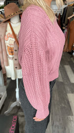 Mauve Balloon Sleeve Sweater