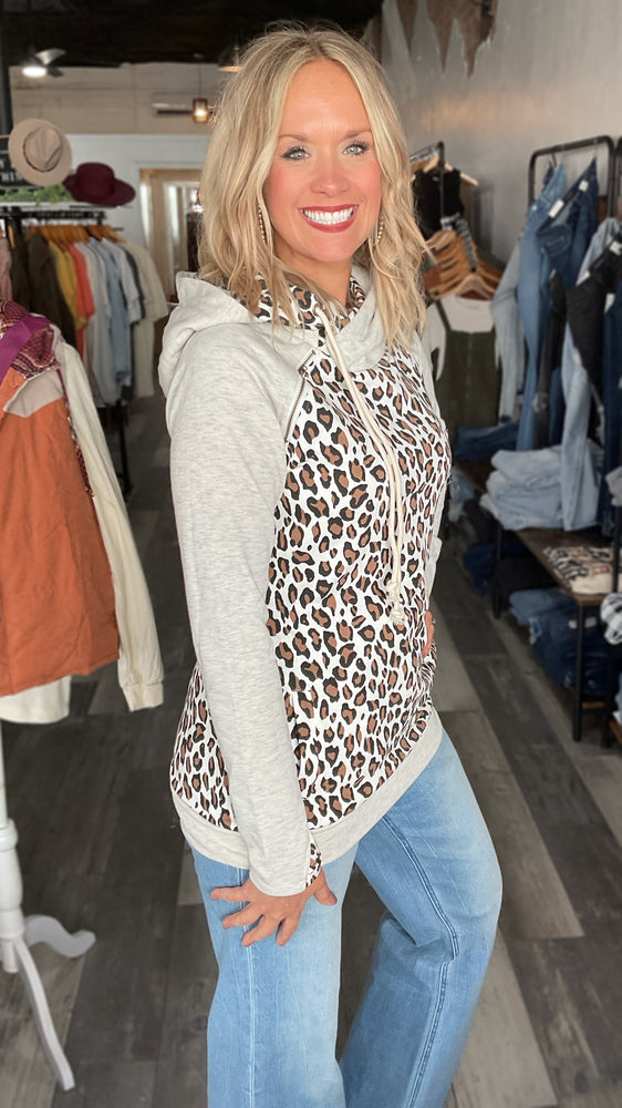 Heather Grey Leopard Hoodie