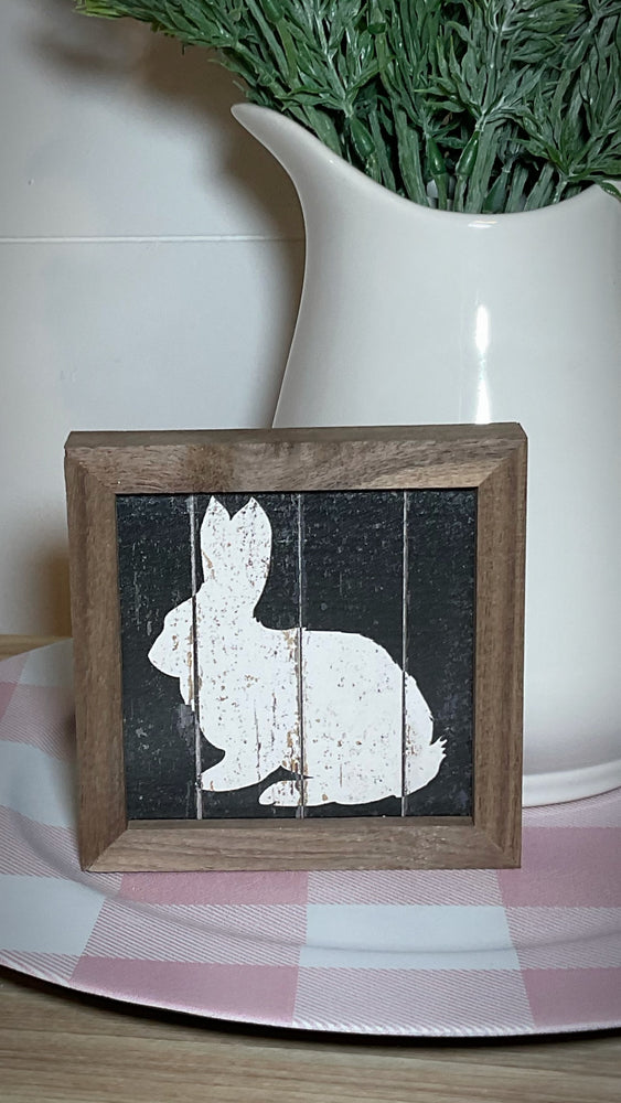 4x4 Crouching Bunny Black Block Sign