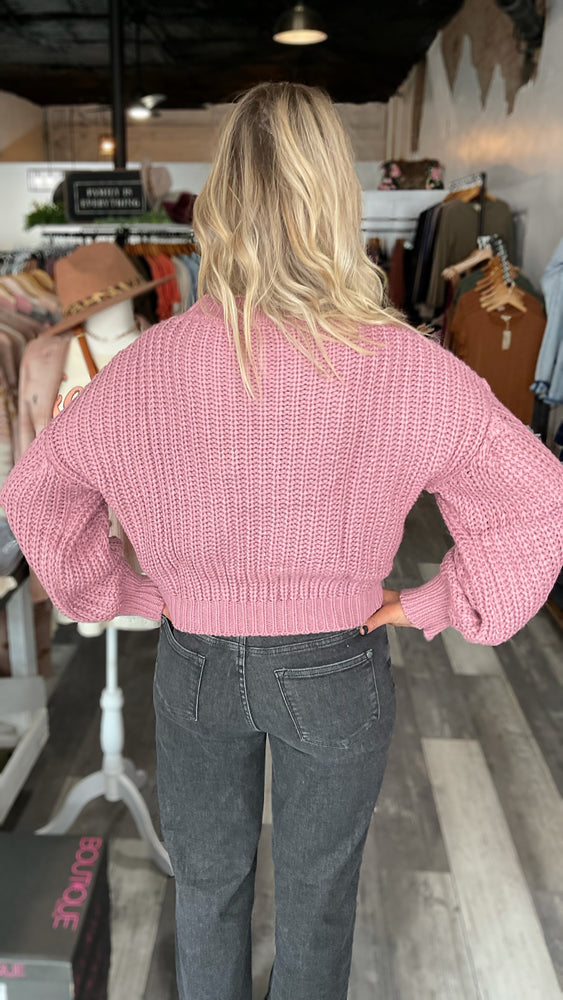 Mauve Balloon Sleeve Sweater