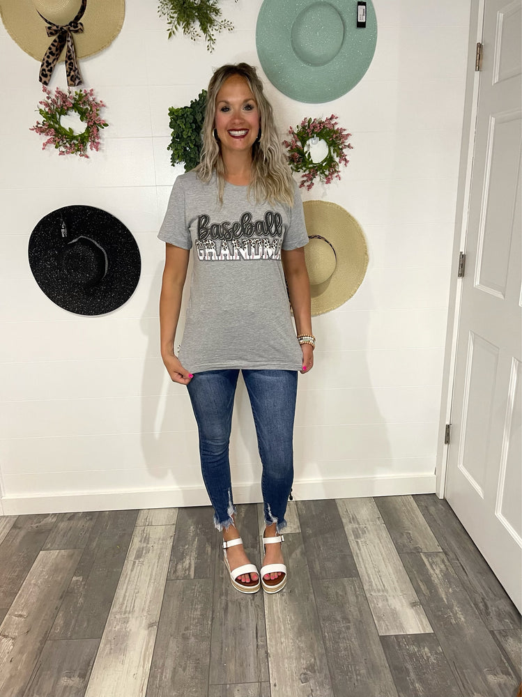 Grey Baseball Grandma Tee