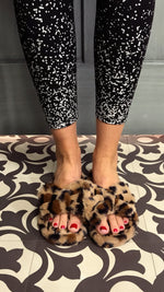 Leopard Fuzzy Bow Slippers