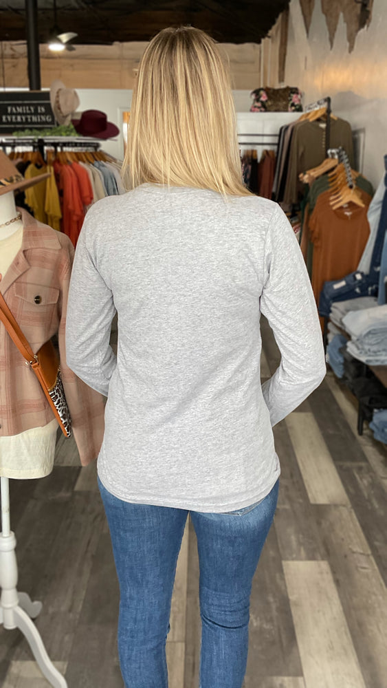 Heather Grey Retro Football Long Sleeve Tee