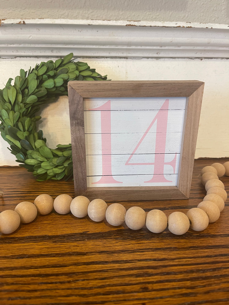 Whitewash Pink 14 4x4 Block Sign