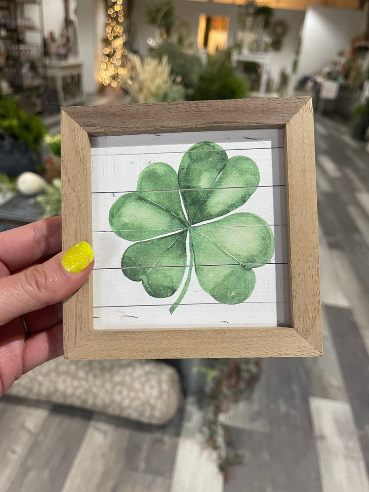 4x4 Watercolor Clover Block Sign