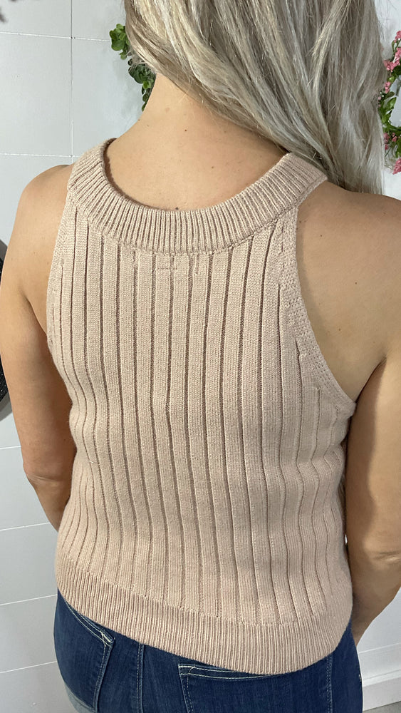 Halter Crop Top Sweater Tank