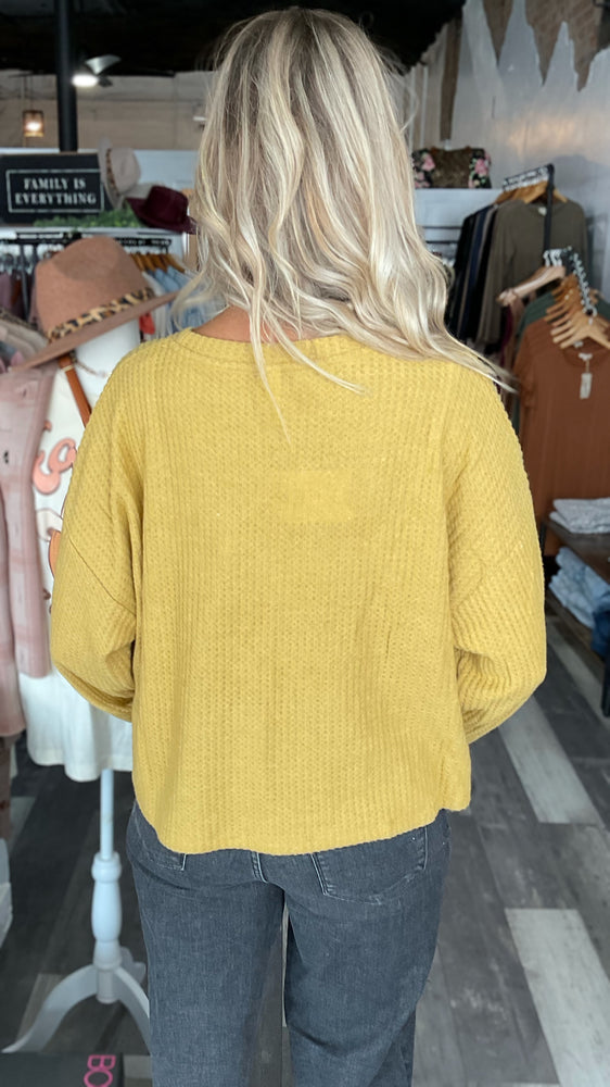 Mustard Oversized Cropped Long Sleeve Top