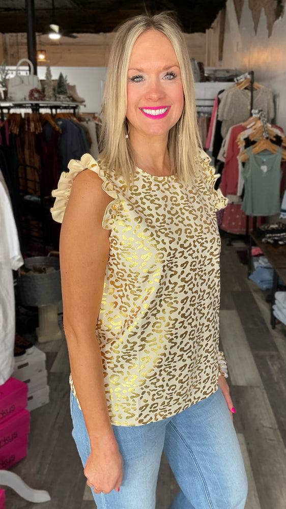 Gold Foil Ruffle Tank