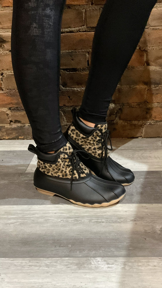 Black and Leopard Quack Booties by Gypsy Jazz