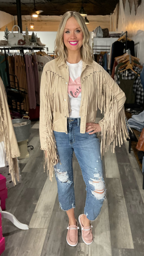 Beige Fringe Jacket