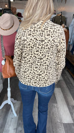 Ivory Washed Leopard Button Up Jacket