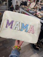 Cream MAMA Varsity Patch XL Nylon Pouch