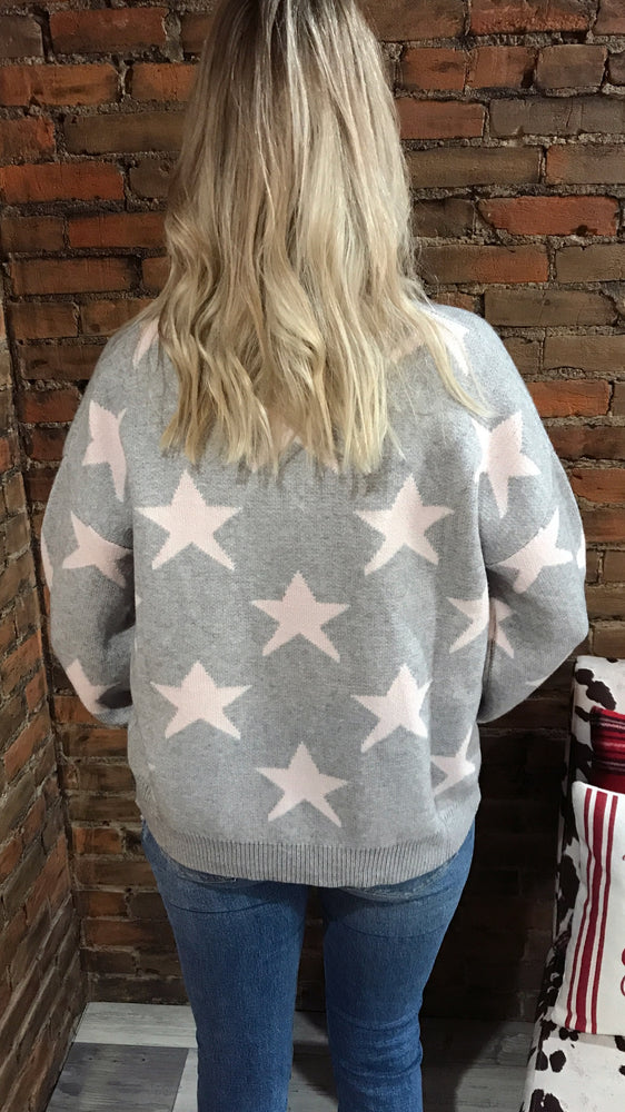 Grey/Pink Star Sweater