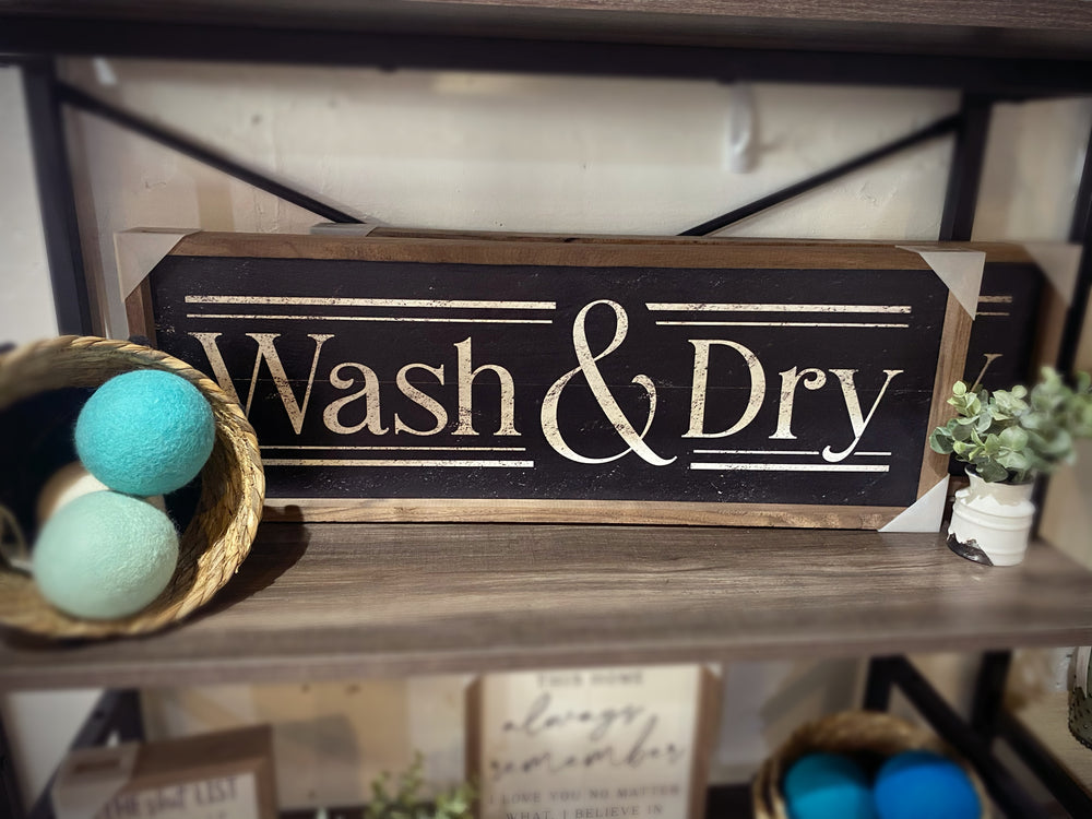 Wash & Dry Black Sign