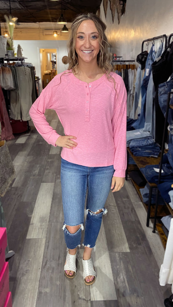 Baby Pink Waffle Knit Top