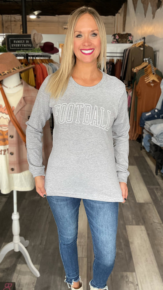 Heather Grey Retro Football Long Sleeve Tee