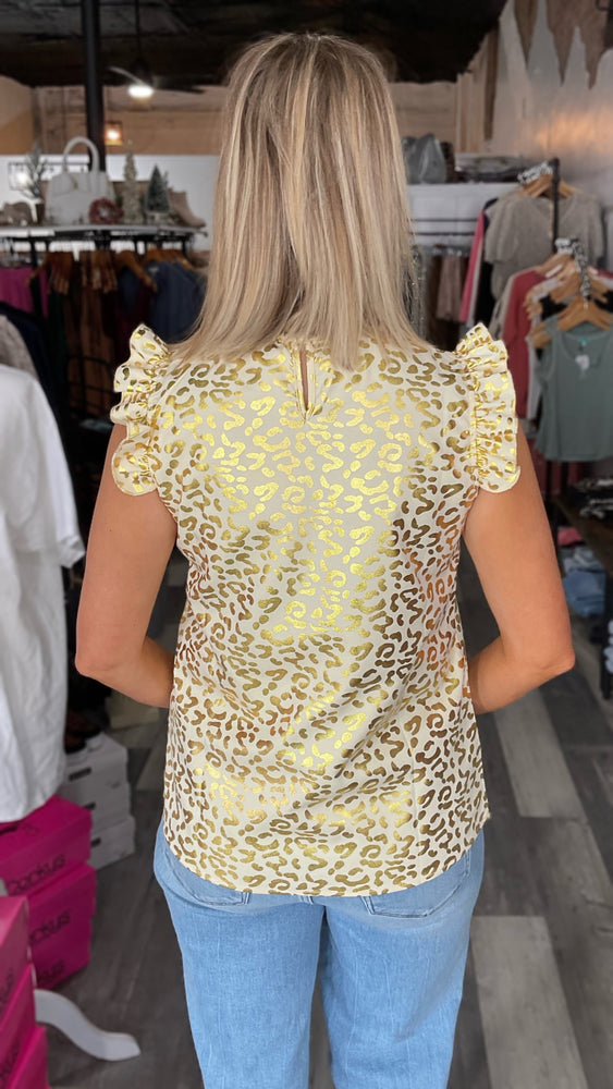 Gold Foil Ruffle Tank