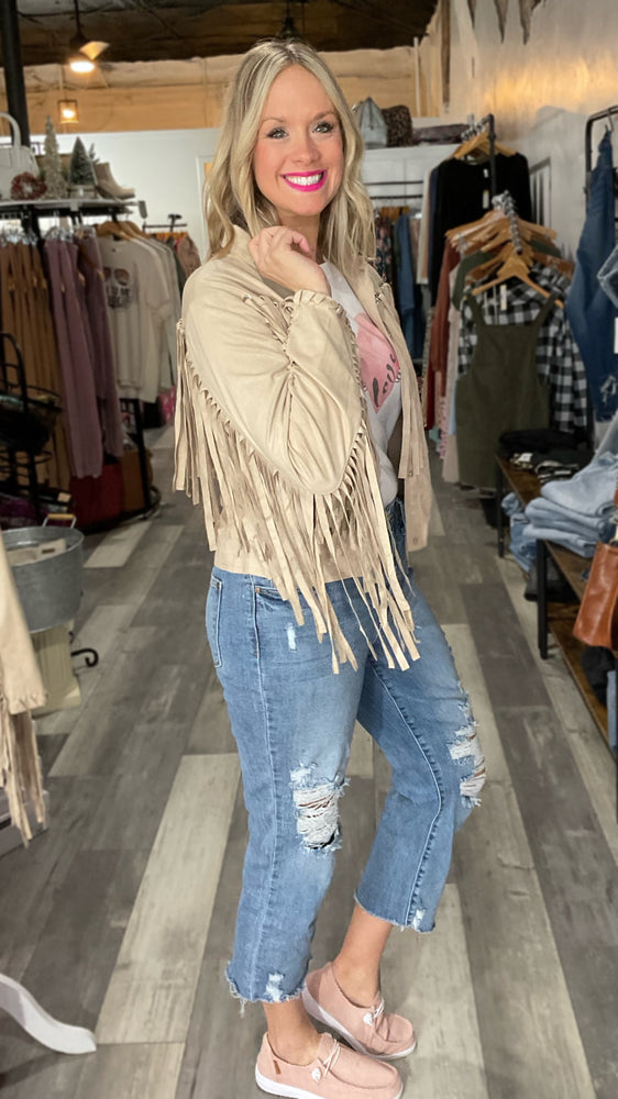 Beige Fringe Jacket