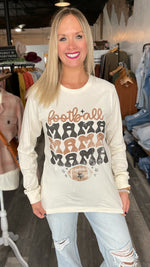 Cream Vintage Football Mama Long Sleeve Tee