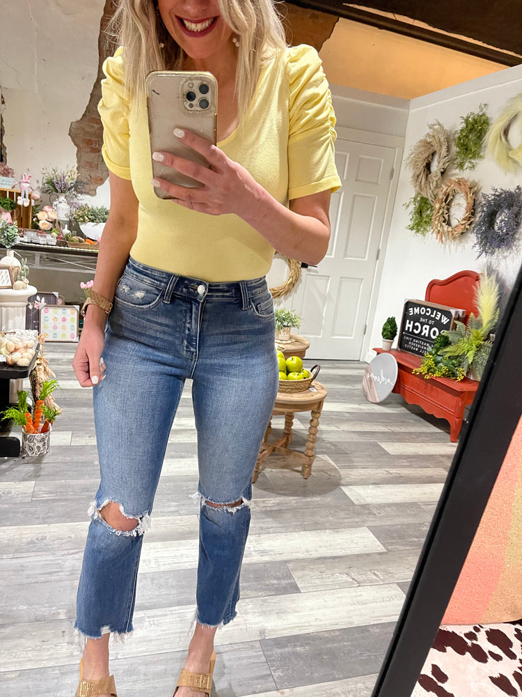 Yellow Puff Sleeve Bodysuit