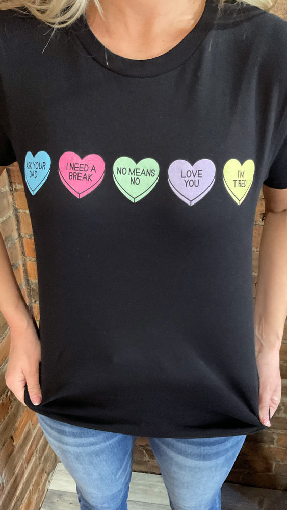 Black Candy Hearts Mom Tee