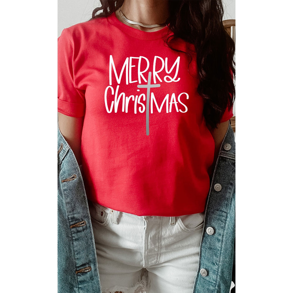 Heather Red Merry Christ-Mas Tee