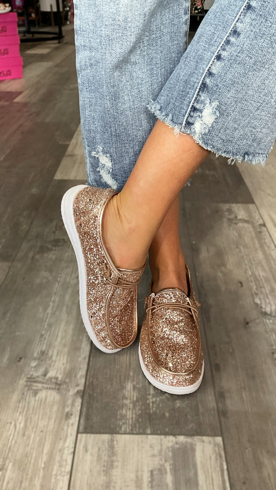 Rose Gold Glitter Kayak Tennis by Corky’s